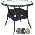 CASARIA&reg; Polyrattan Gartentisch 80cm Rund 5mm Sicherheitsglas H&ouml;henverstellbar 80kg