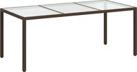 vidaXL Gartentisch Braun 190x90x75 cm Geh&auml;rtetes Glas und Poly Rattan