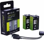 Verico LoopEnergy Li-Ion Akku 9V-Block, USB-C, 2er Pack retail - Schwarz/Gr&uuml;n
