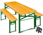 KESSER&reg; Bierzeltgarnitur 3-teilig mit 2x Bierb&auml;nke & 1x Biertisch Set - Hellbraun