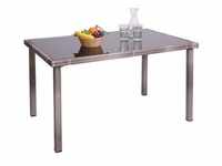 Poly-Rattan Tisch MCW-G19, Gartentisch Balkontisch, 120x75cm grau-braun