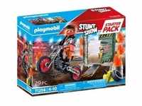 PLAYMOBIL Stuntshow 71256 Starter Pack Stuntshow Motorrad mit Feuerwand