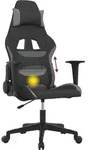 vidaXL Gaming-Stuhl mit Massagefunktion Schwarz und Hellgrau Stoff - Grau