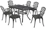 Merxx Gartenm&ouml;belset Rhodos 13tlg., 6 Sessel, 6 Kissen, 1 Tisch 140 x 80 cm -