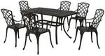 Merxx Gartenm&ouml;belset Rhodos 7tlg., 6 Sessel, 1 Tisch 140 x 80 cm - Aluminiumguss