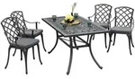 Merxx Gartenm&ouml;belset Rhodos 9tlg., 4 Sessel, 4 Auflagen, 1 Tisch 140 x 80 cm -