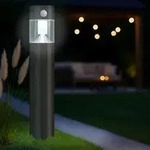 MeLiTec Solar Gartenleuchte SO31-1 rund mit Bewegungsmelder, Edelstahl anthrazit :