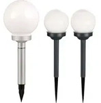 3er Set LED Solar Steckleuchten, Kugel Design, wei&szlig;