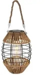 LED Solarlaterne, Metall Hanf, stehend h&auml;ngend, H 40,5 cm - Braun