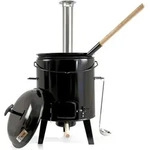 BBQ-Toro emaillierte Gulaschkanone mit Deckel, Kessel 17L und Pfanne - Schwarz