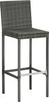 vidaXL Garten-Barhocker mit Kissen 2 Stk. Grau Poly Rattan