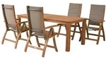 Merxx Gartenm&ouml;bel Set Acapulco 5tlg., 4 Klappsessel, Tisch 185 x 90 cm -
