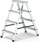 DRABEST | Haushaltsleiter Aluminium, Doppelseitig 2x4 Stufen, Klappbar, Rutschfeste