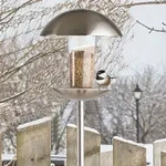 MeLiTec Vogelfutter-Haus VH04, Vogelh&auml;uschen rund, Edelstahl matt geb&uuml;rstet,