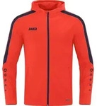 JAKO Damen Kapuzenjacke Power, Farbe:flame/marine, Gr&ouml;&szlig;e:34 - Orange - 34