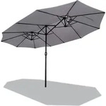 VOUNOT&reg; Doppelsonnenschirm mit kurbel, Marktschirm, 460 x 270 cm, Grau - Grau