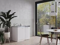 K&uuml;che Minik&uuml;che Singlek&uuml;che K&uuml;chenzeile Pantry Wei&szlig; Levin 100 cm, mit
