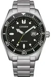 Citizen Herren-Uhr Eco-Drive Analog Quarz Edelstahl-Band AW1760-81E - Schwarz