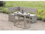 Merxx Eckbank Set inkl. Kissen - Stahlgestell mit Kunststoffgeflecht grau/beige -