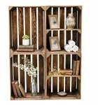 Holzkisten Set geflammt 50x40x30cm - Mix-Varianten mit & ohne kurzem Regalboden -