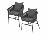 Juskys Rope Stühle 2er Set - Gartenstühle mit Seilgeflecht & Polster -...