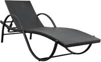 vidaXL Sonnenliege mit Auflage Poly Rattan Schwarz