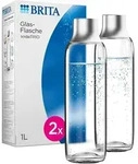 Brita 1046733, Karbonisiererflasche, Grau, Transparent, Glas, Edelstahl, 1 l,