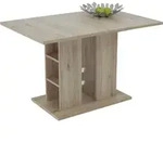 S&auml;ulentisch Steffi Sanremo hell, ausziehbar, Regalf&auml;cher, 120-160x80x76 cm - Braun