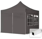 TOOLPORT 3x3m Stahl Faltpavillon, inkl. 4 Seitenteile, dunkelgrau - Dunkelgrau