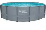 Summer Waves Elite Frame Pool Aufstellpool rund Komplettset Grau &Oslash; 488x122 cm - Grau