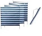 Windschutz Sichtschutz Sonnenschutz blau wei&szlig; gestreift 6m*1,2m, 7 Stahlstangen f&uuml;r