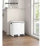 SONGMICS M&uuml;lleimer K&uuml;che, 2 x 15 L, M&uuml;lltrennsystem, Abfalleimer aus Metall,