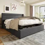 Flieks Polsterbett 160x200cm, Boxspringbett Doppelbett mit Stauraum und Lattenrost,