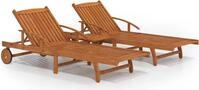 vidaXL Sonnenliegen 2 Stk. mit Tisch Massivholz Akazie