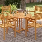 vidaXL Tischplatte Massivholz Teak Rund 2,5 cm 90 cm - Braun