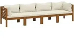 vidaXL 4-Sitzer-Gartensofa mit Creme Kissen Massivholz Akazie - Creme