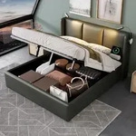 Flieks Polsterbett 140x200cm mit Lattenrost, Boxspringbett mit Leselichte und
