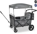 FableKids Bollerwagen Leo X4Plus Fossil Grau | 4 Sitzpl&auml;tze, Dach & XXL-Tasche -