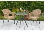 Merxx Gartenm&ouml;belset "Ravenna" 3tlg. mit Tisch &Oslash; 70 cm - Aluminiumgestell Graphit