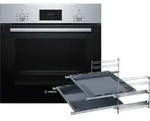 Bosch HBF133BR0ZA2 Set Backofen HBF133BR0 Edelstahl + 2-facher Teleskopauszug + 2