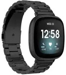 F&uuml;r Fitbit Versa 4 + 3 / Sense 1 + 2 Stahl Ersatz Armband Schwarz Smart Uhr...