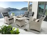 Destiny Loungeset CASA 2 Sessel, Sofa, Tisch 120x77x66cm, vintage wei&szlig; - Wei&szlig;