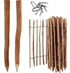 5m Komplett Set Staketenzaun 90cm hoch Lattenabstand 4-6cm mit 5 Holzpfosten 1,5m