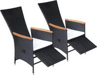 Garten-Liegestuhl 2er-Set Mit Auflagen Polyrattan Schwarz