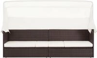 vidaXL Gartensofa mit Sonnendach Poly Rattan Braun