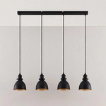 Lindby Industrie / Industrial Industrielle H&auml;ngelampe schwarz 150 cm 4-flammig...
