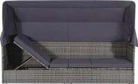 vidaXL Gartenbett mit Baldachin Grau 205&times;62 cm Poly Rattan