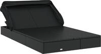 vidaXL 2-Personen-Sonnenliege mit Dach Schwarz 213x118x97 Poly Rattan