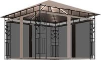 vidaXL Pavillon mit Moskitonetz & LED-Lichterkette 3x3x2,73 m Taupe