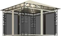 vidaXL Pavillon mit Moskitonetz & LED-Lichterkette 3x3x2,73m Cremewei&szlig;